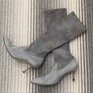 MANOLO BLAHNIK Gray Suede Tall Heeled Boots …sz 7.5